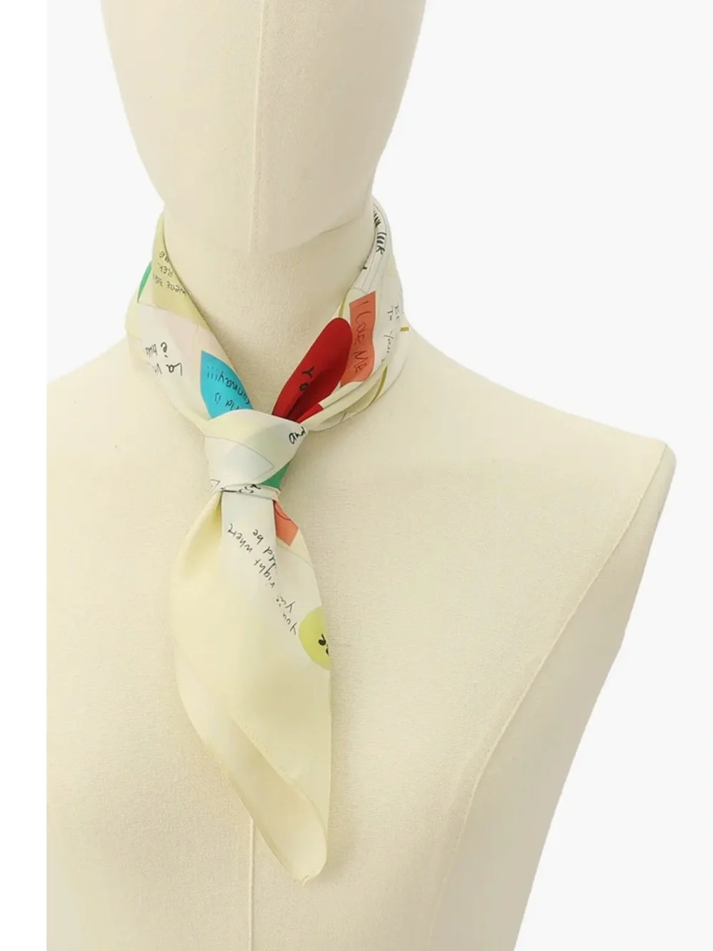 kate spade cream silk neck scarf with multicolor note print